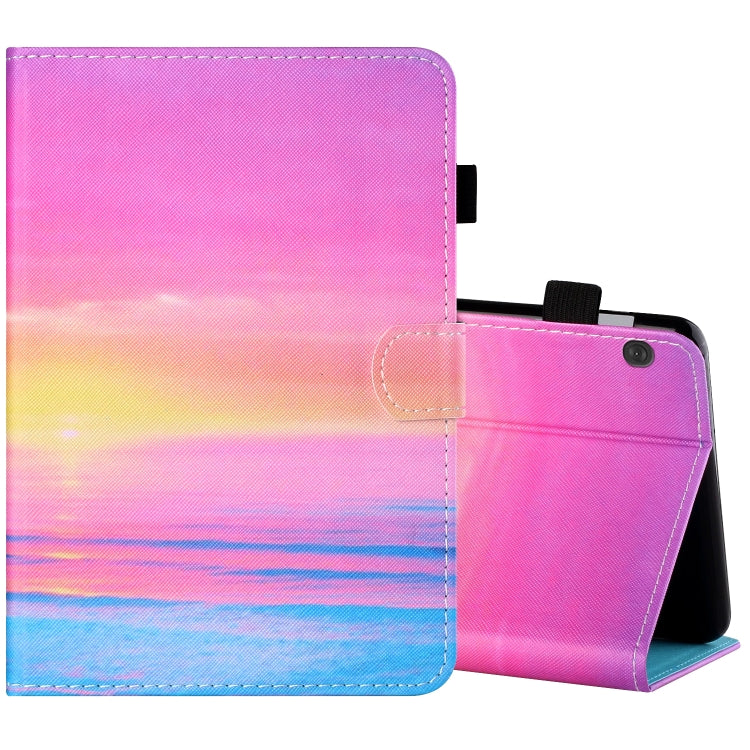 Tablet folio case with pen cover and stand; hot pink and sunset blue gradient
