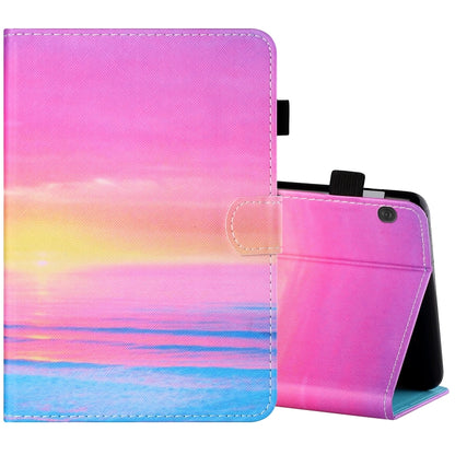 Tablet folio case with pen cover and stand; hot pink and sunset blue gradient