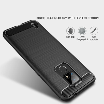 Black brushed TPU phone case with textured grip and camera lens cutout