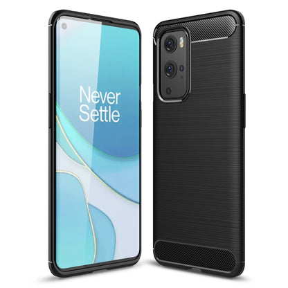 Brushed carbon fiber TPU phone case for Motorola/OnePlus, black with camera cutouts