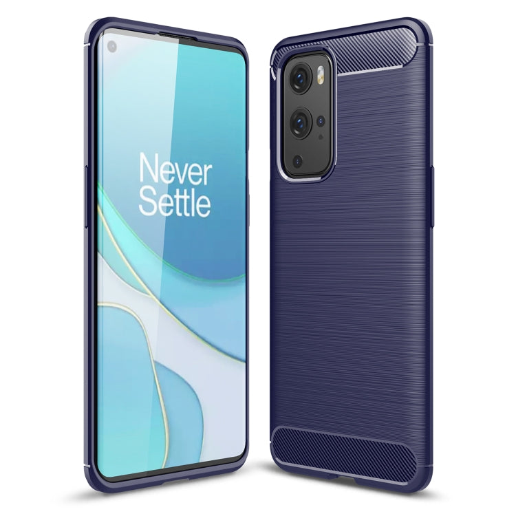 Brushed carbon fiber TPU phone case for Motorola/OnePlus, navy blue with camera cutouts
