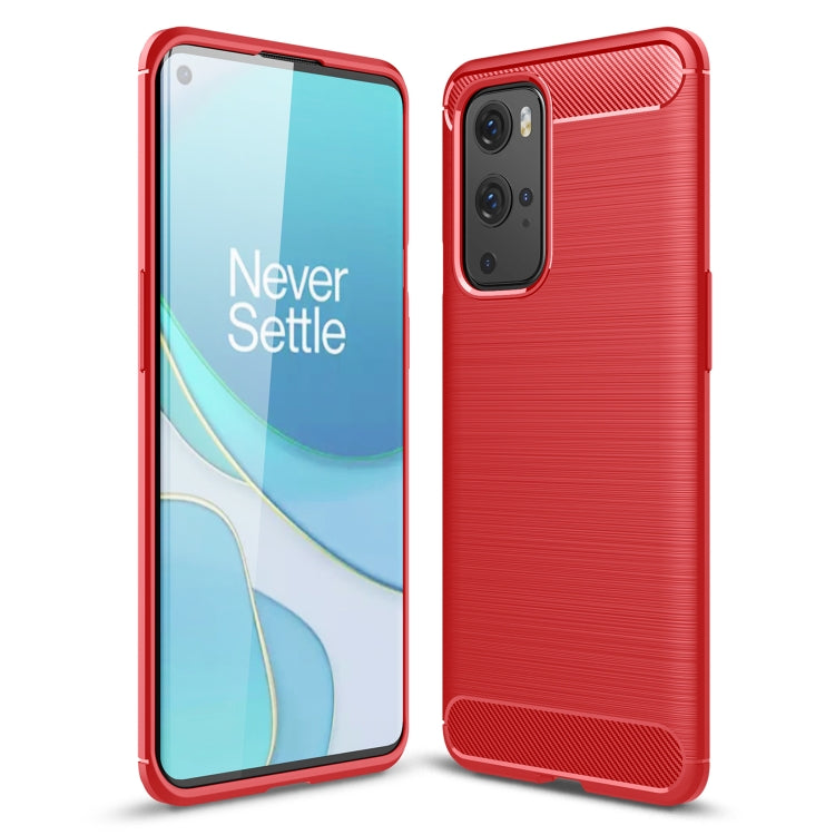 Brushed carbon fiber TPU phone case for Motorola/OnePlus, red with camera cutouts
