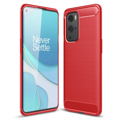 Brushed carbon fiber TPU phone case for Motorola/OnePlus, red with camera cutouts