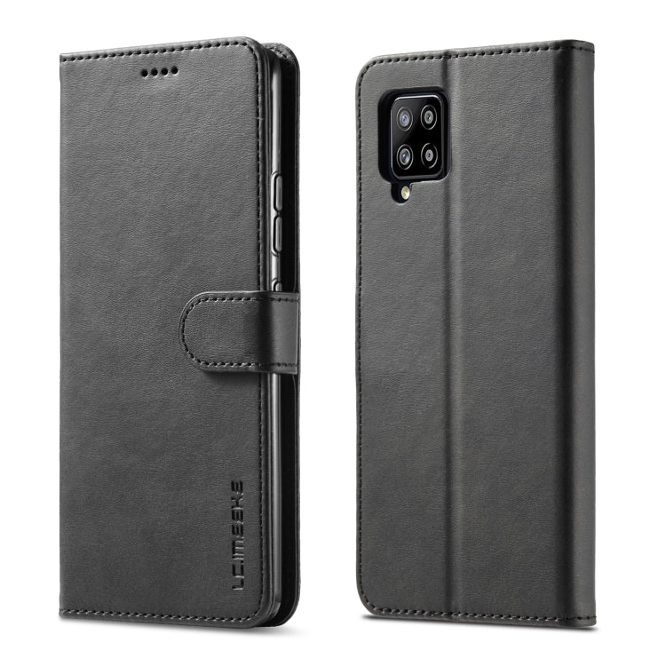 Dark grey LC.IMEEKE flip leather case with card holder and multi-lens camera opening.