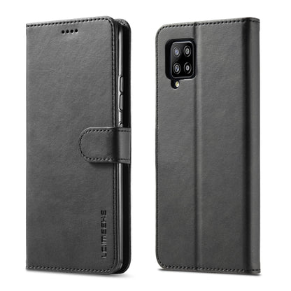 Dark grey LC.IMEEKE flip leather case with card holder and multi-lens camera opening.