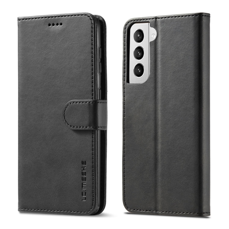 Black LC.IMEEKE flip leather wallet case with side card holder and camera cutout.