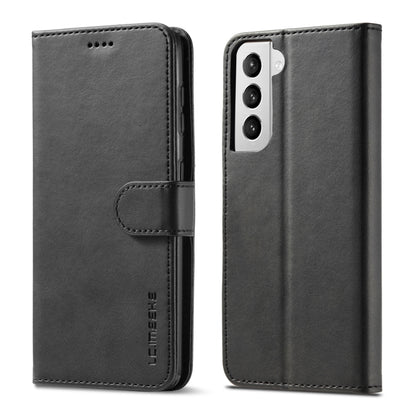 Black LC.IMEEKE flip leather wallet case with side card holder and camera cutout.
