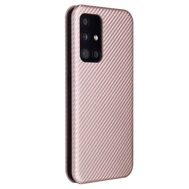 Pink carbon fiber magnetic flip phone case back view with camera cutout