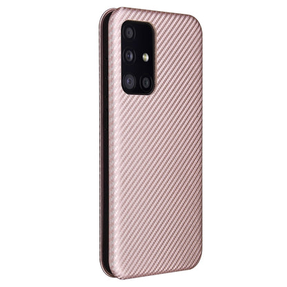 Pink carbon fiber magnetic flip phone case back view with camera cutout