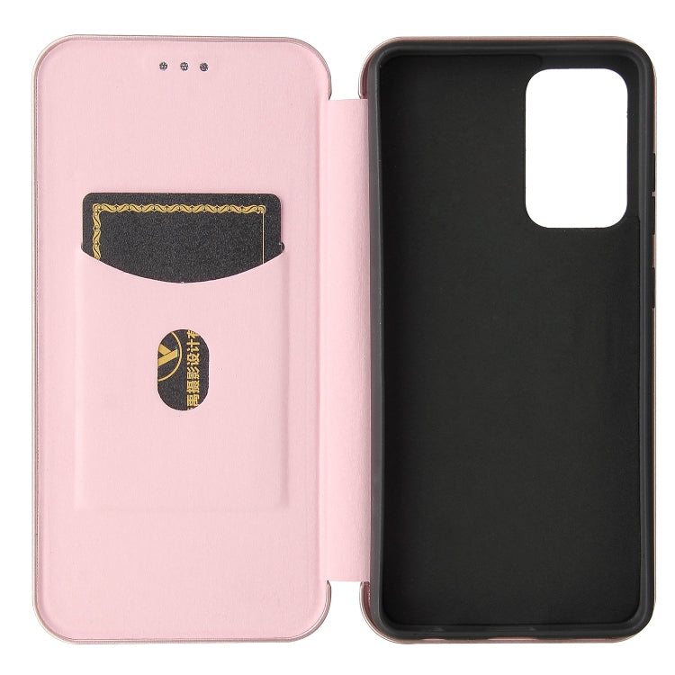 Pink carbon fiber magnetic flip phone case with card slot and inner holder