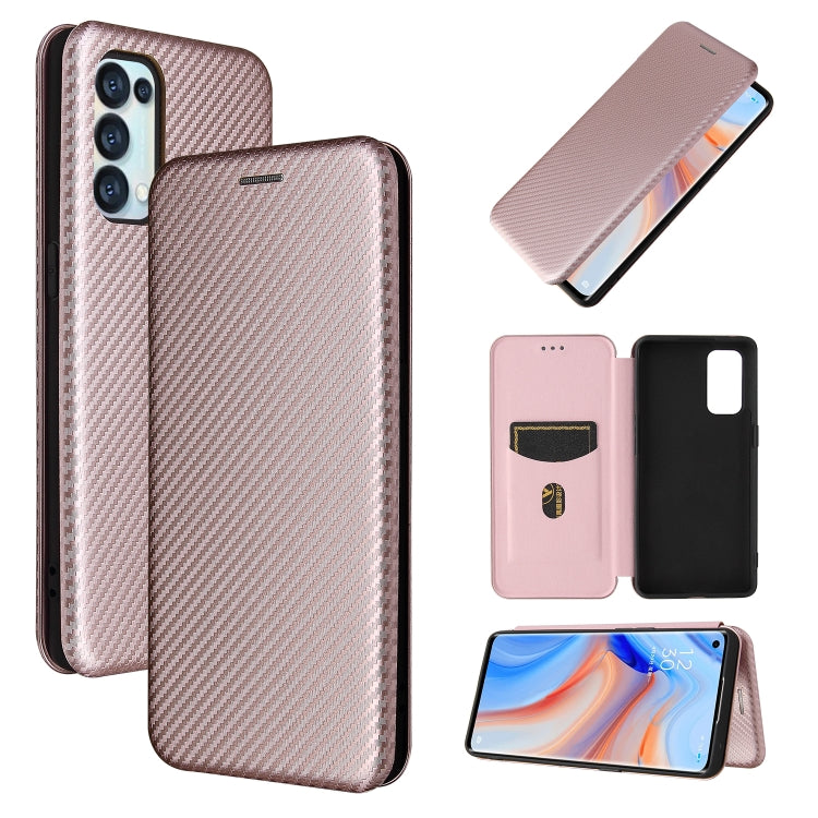 Light pink/beige carbon fiber texture magnetic flip phone case with card slot for mobile device