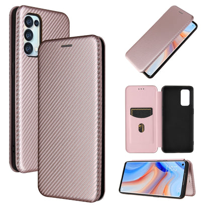 Light pink/beige carbon fiber texture magnetic flip phone case with card slot for mobile device