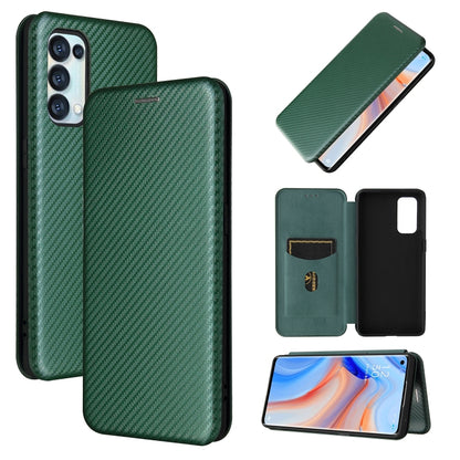 Green carbon fiber texture magnetic flip phone case with card slot for mobile device