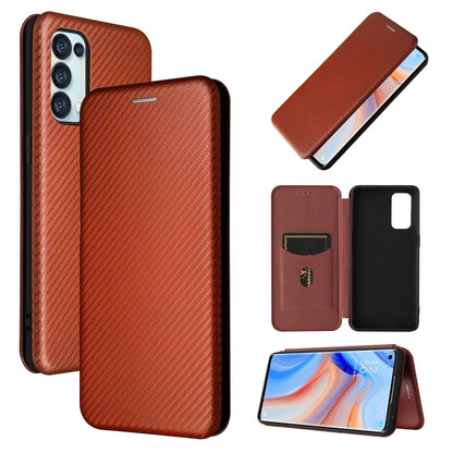 Magnetic flip phone case with carbon fiber texture, card slot, brown PU/TPU shell