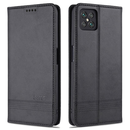 Black magnetic flip leather wallet case with card slots and phone holder