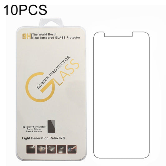 Tempered glass screen protector set (10 pcs) in retail package with cutout template
