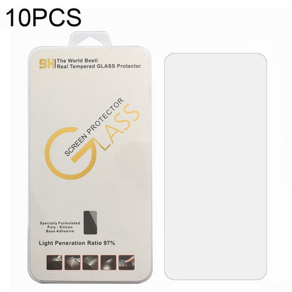 Tempered glass screen protector set, clear 2.5D film in retail blister pack.