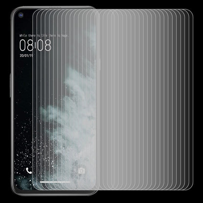 Stacked clear tempered glass screen protectors for smartphone front.