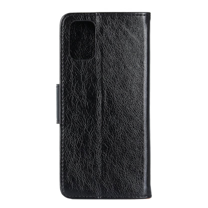 Black nappa leather wallet-style phone case with cutout for camera and speaker