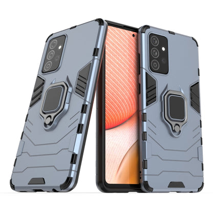 Shockproof phone case with magnetic ring holder, light gray rugged back cover with camera cutouts