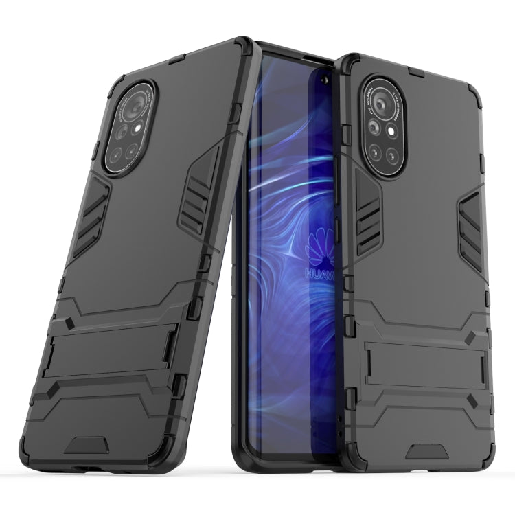 Gray shockproof protective phone case with rugged armor panels and camera cutouts