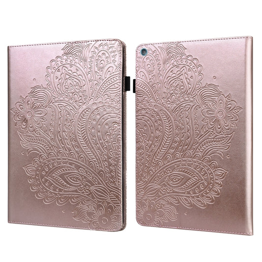 Rose gold embossed flip leather case with magnetic closure for tablet front cover
