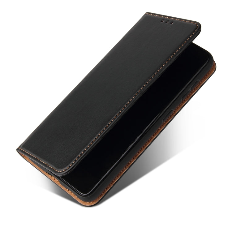 Black flip PU leather phone wallet case with interior stand for viewing