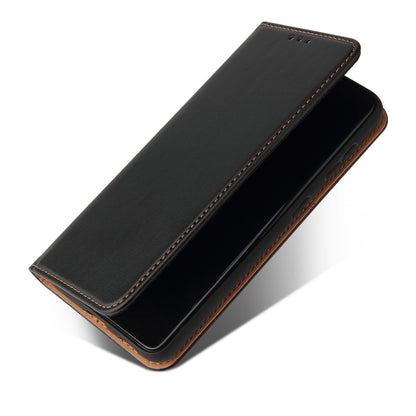 Black flip PU leather phone wallet case with interior stand for viewing