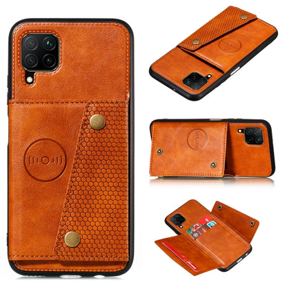 Orange PU leather magnetic protective phone case with card slot and double buckle