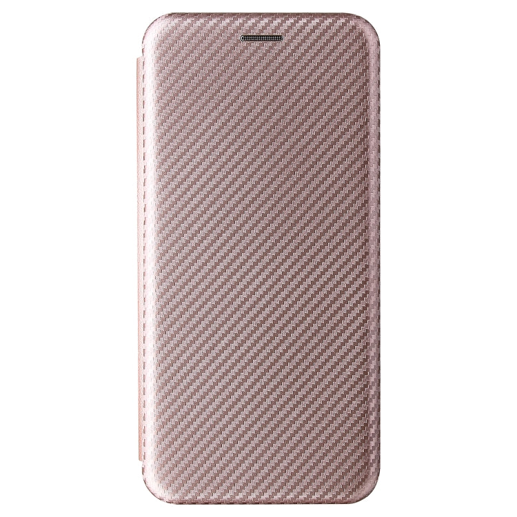 Pink carbon fiber texture magnetic flip phone case back cover