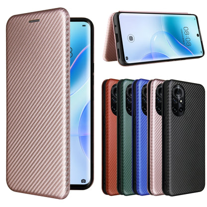 Carbon fiber texture magnetic flip phone case lineup in multiple colors