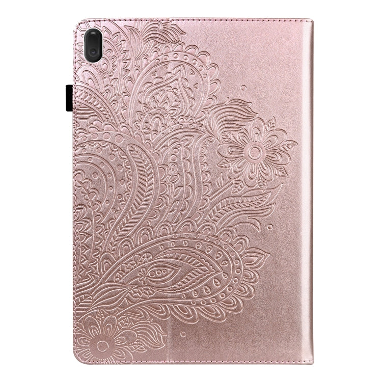 Rose gold peacock-embossed tablet folio cover with side camera cutout