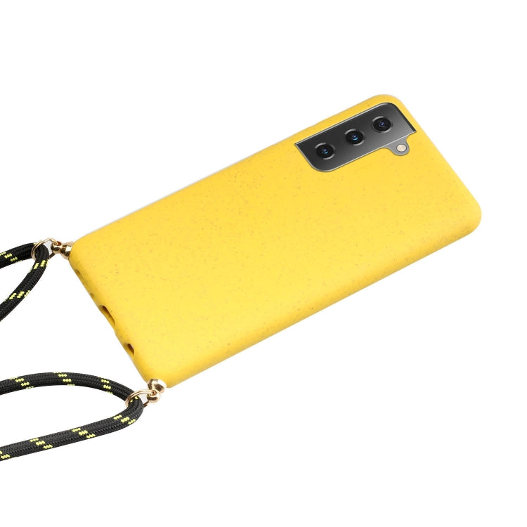 Yellow wheat-straw TPU phone case with camera cutouts and textured back