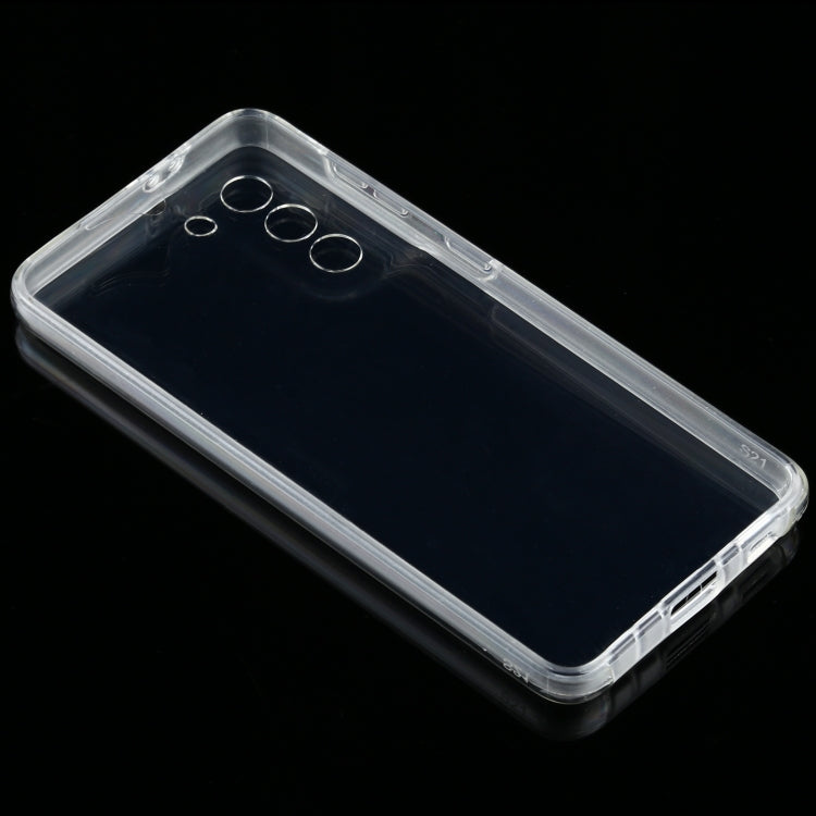 Ultra-thin transparent TPU phone case, flat view with camera lens cutouts