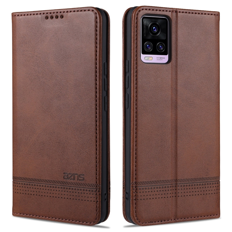 Dark brown magnetic flip leather phone case with card slots and camera cutout