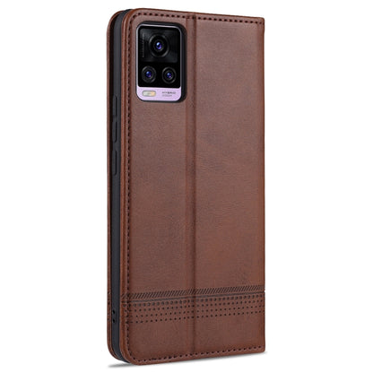 Dark brown magnetic flip leather phone case with triple camera opening and stitching