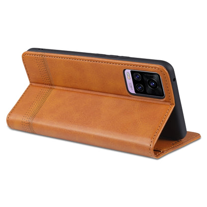Tan flip leather phone case with side card holder and camera cutout window