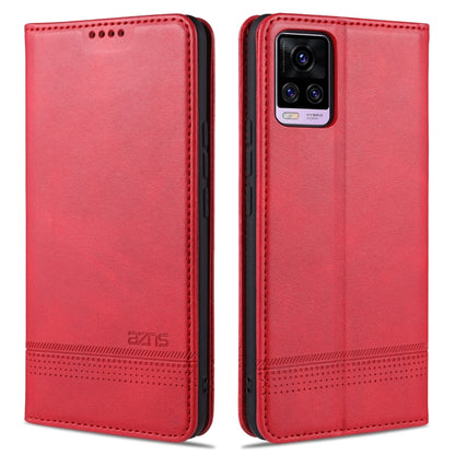 Red flip leather phone case with textured finish and rear camera cutout