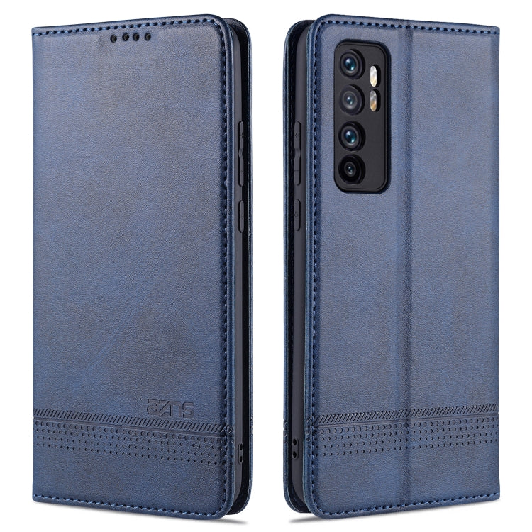 Blue flip leather phone case with textured finish and rear camera cutout