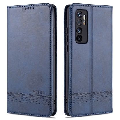 Blue flip leather phone case with textured finish and rear camera cutout