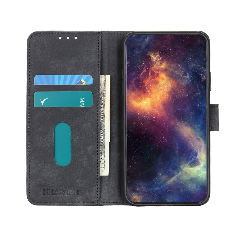 KHAZNEH black flip leather phone case with card slots and ID window pocket