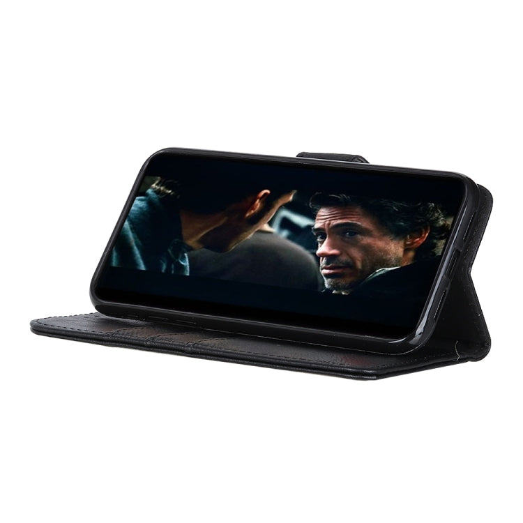KHAZNEH black flip wallet case holding a phone in landscape view