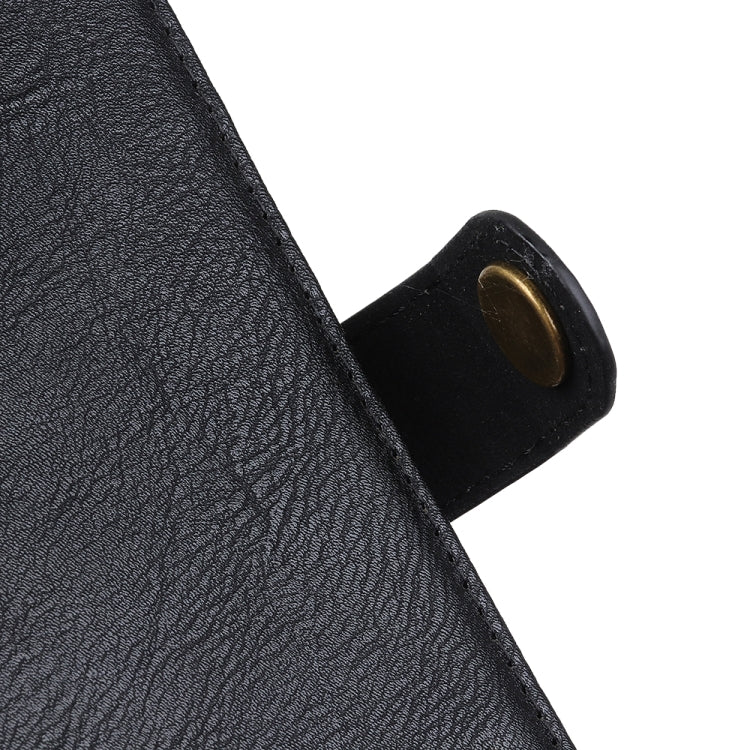 KHAZNEH black textured leather case corner with snap tab and metal cap