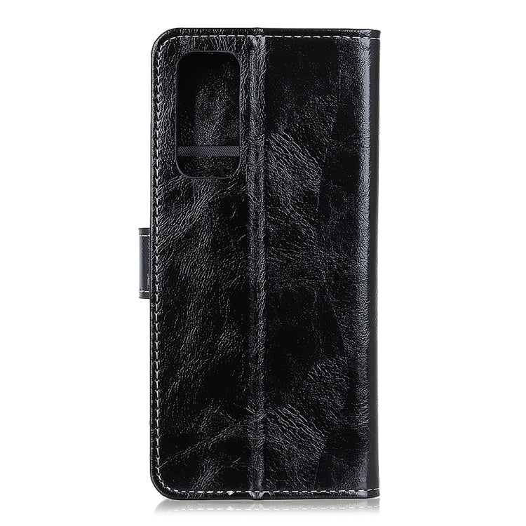Black flip leather phone case with cutout for camera and side button access