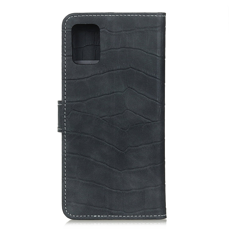 Crocodile-texture flip leather phone case, black, rear camera cutout and side slot