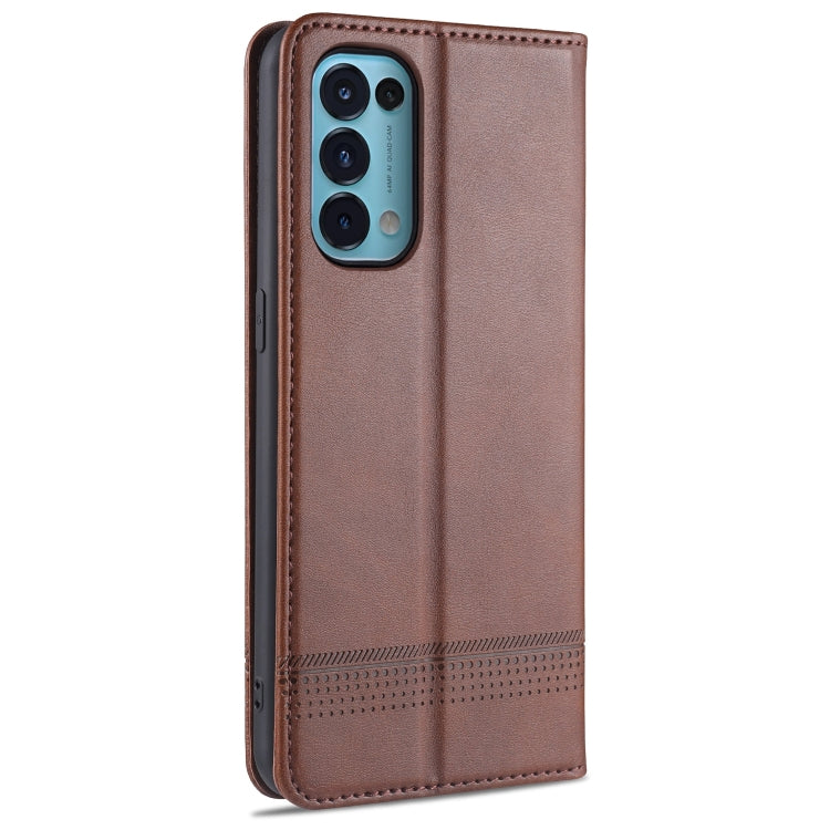 AZNS magnetic flip leather phone case, dark brown with camera cutout on back