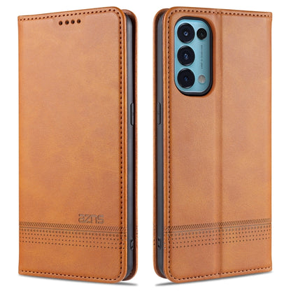 AZNS magnetic flip leather phone case, light brown with camera cutout and card slots