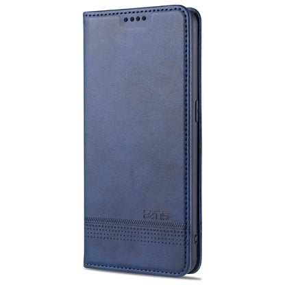 Magnetic flip leather case with card slots, dark blue, slim fit for phone