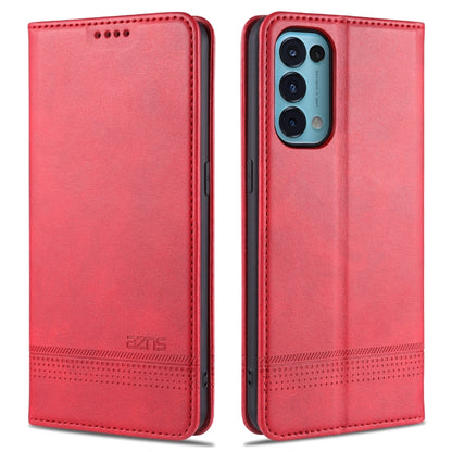 Magnetic flip leather case with card slots, red, card slot styling on front