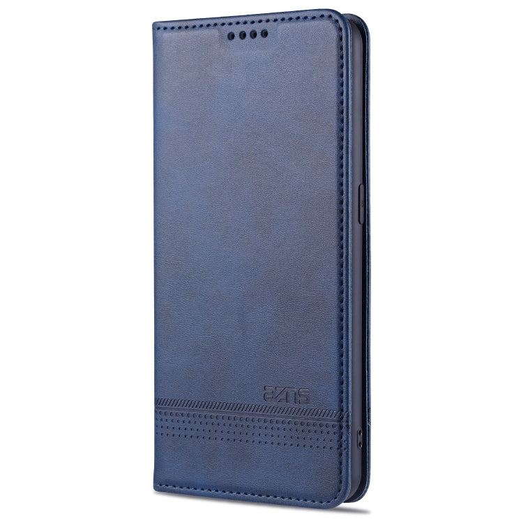 Magnetic flip leather case with card slots, dark blue, slim wallet style